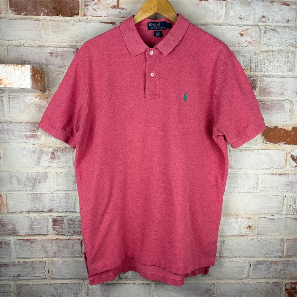 Polo Ralph Lauren Vintage Pink Pique Polo Shirt Size L Preppy Ivy League Style